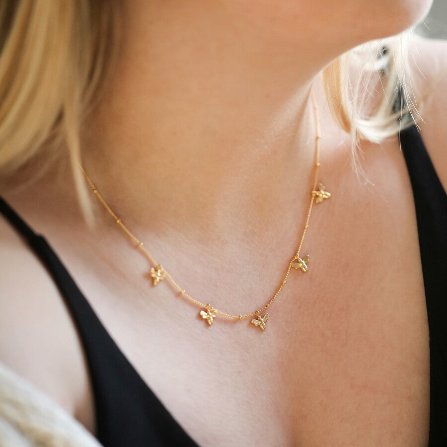 Necklace - Gold - Tiny Bees