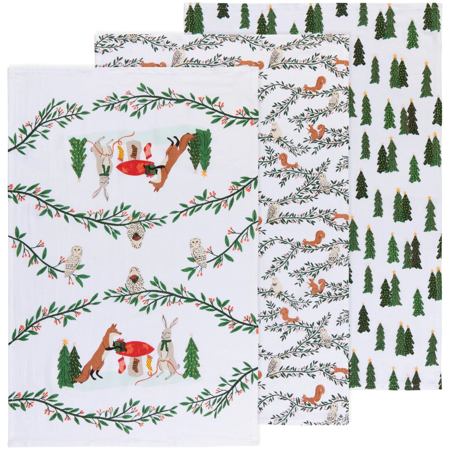 Tea Towel Set - Flour Sack - Forest Fete Set of 3