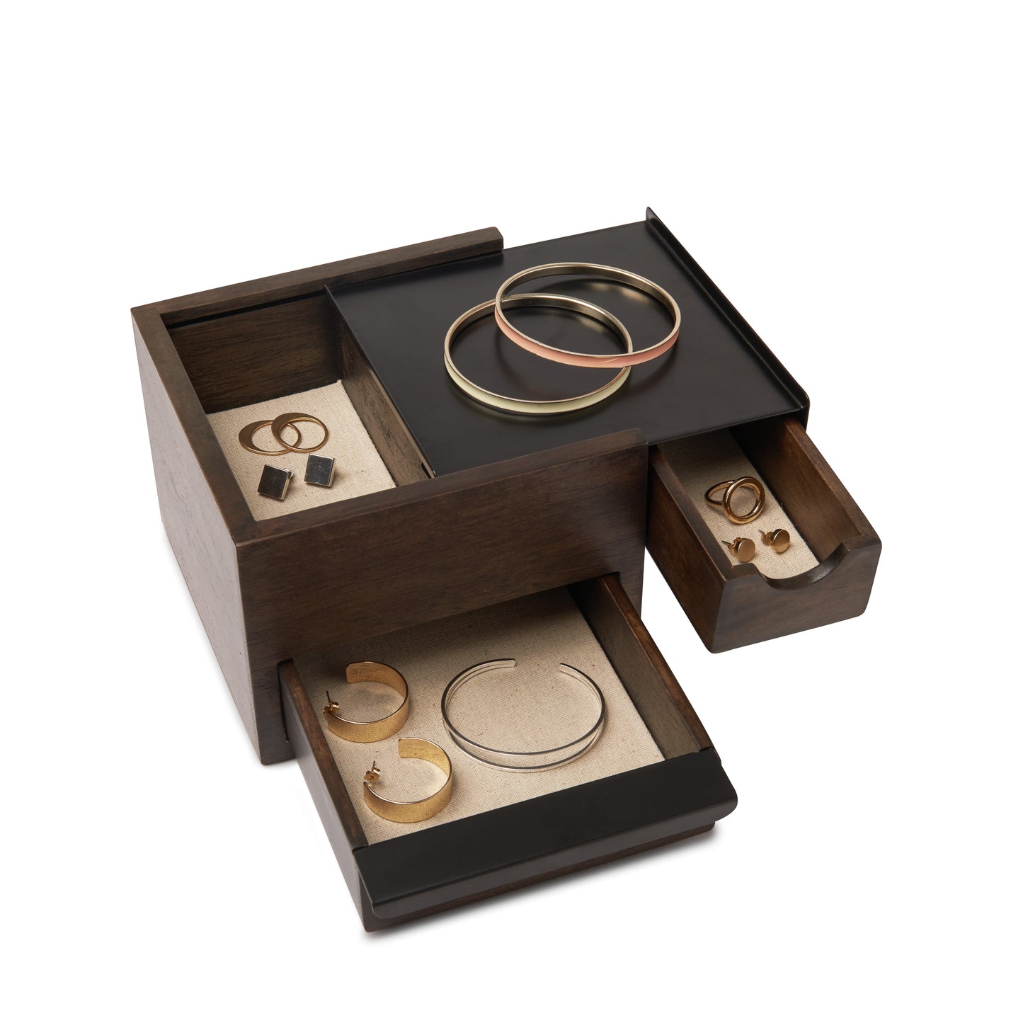 Mini Stowit Jewellery Box - Walnut