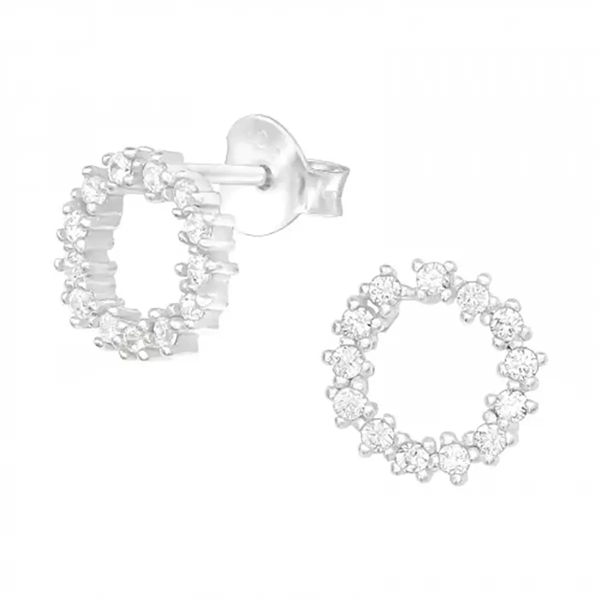 Earrings - Circle Crystal - Silver