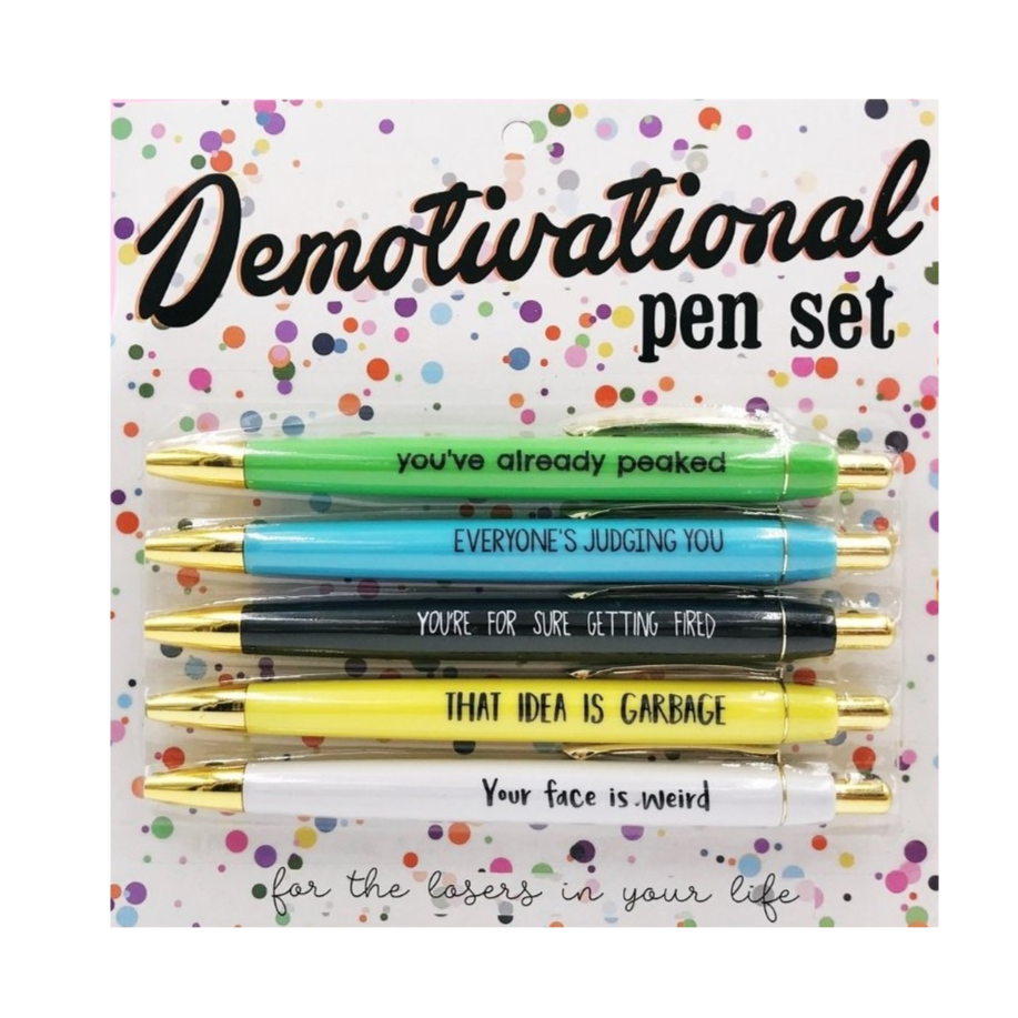 Pen Set - DeMotivational - Set of 5