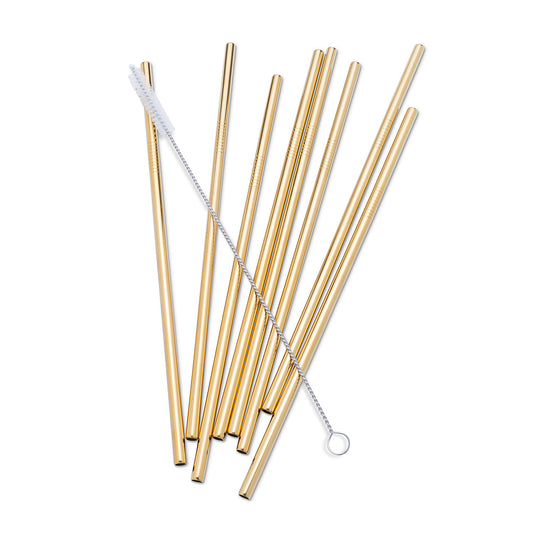 Straw Set - Stainless Steel Gold - Set of 8