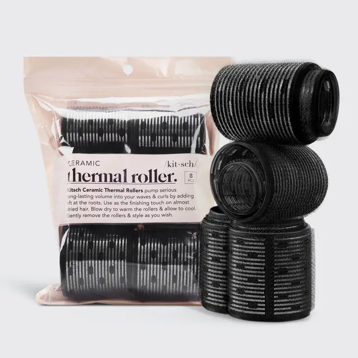 Ceramic Hair Rollers - Black - 8 Piece