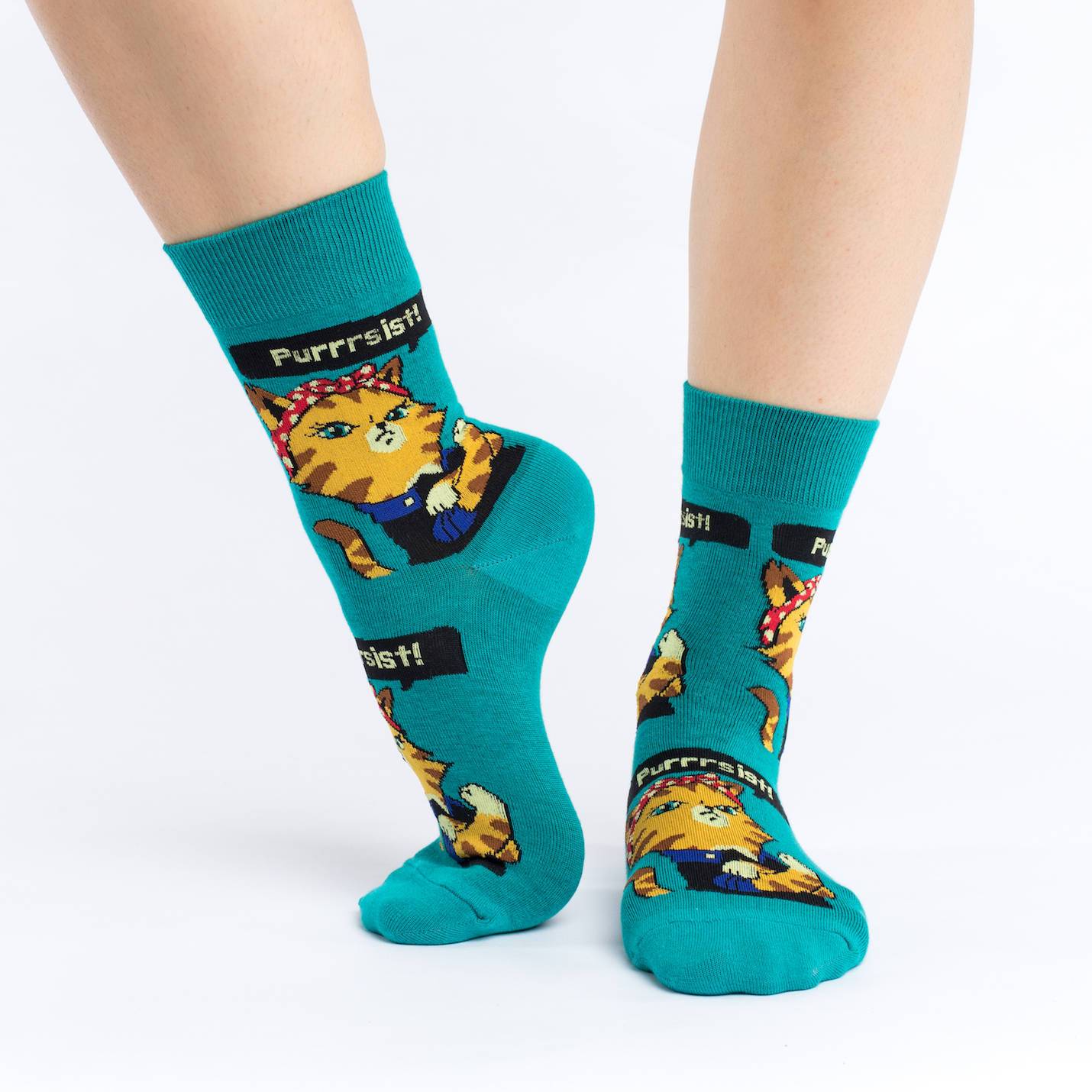 Socks - Women's Crew - Purrsist Cat