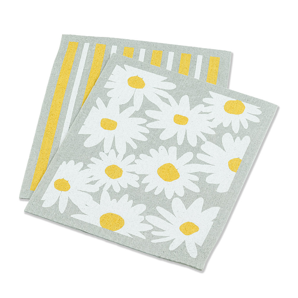 Swedish Dishcloth Set - Daisies & Stripes - Set of 2