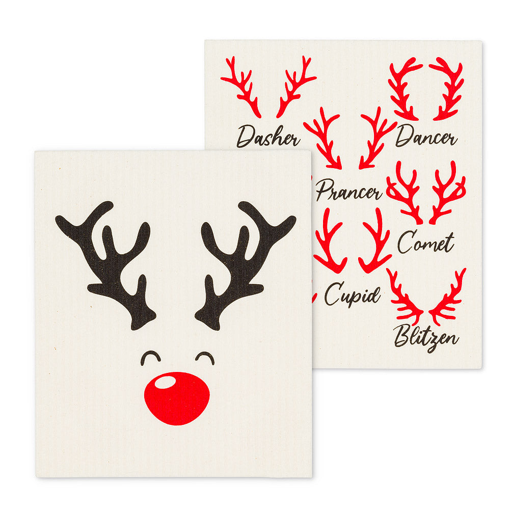 Swedish Dishcloth Set - Reindeer Names - Set of 2