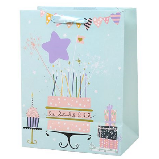 Medium Gift Bag - Pink Birthday Cake
