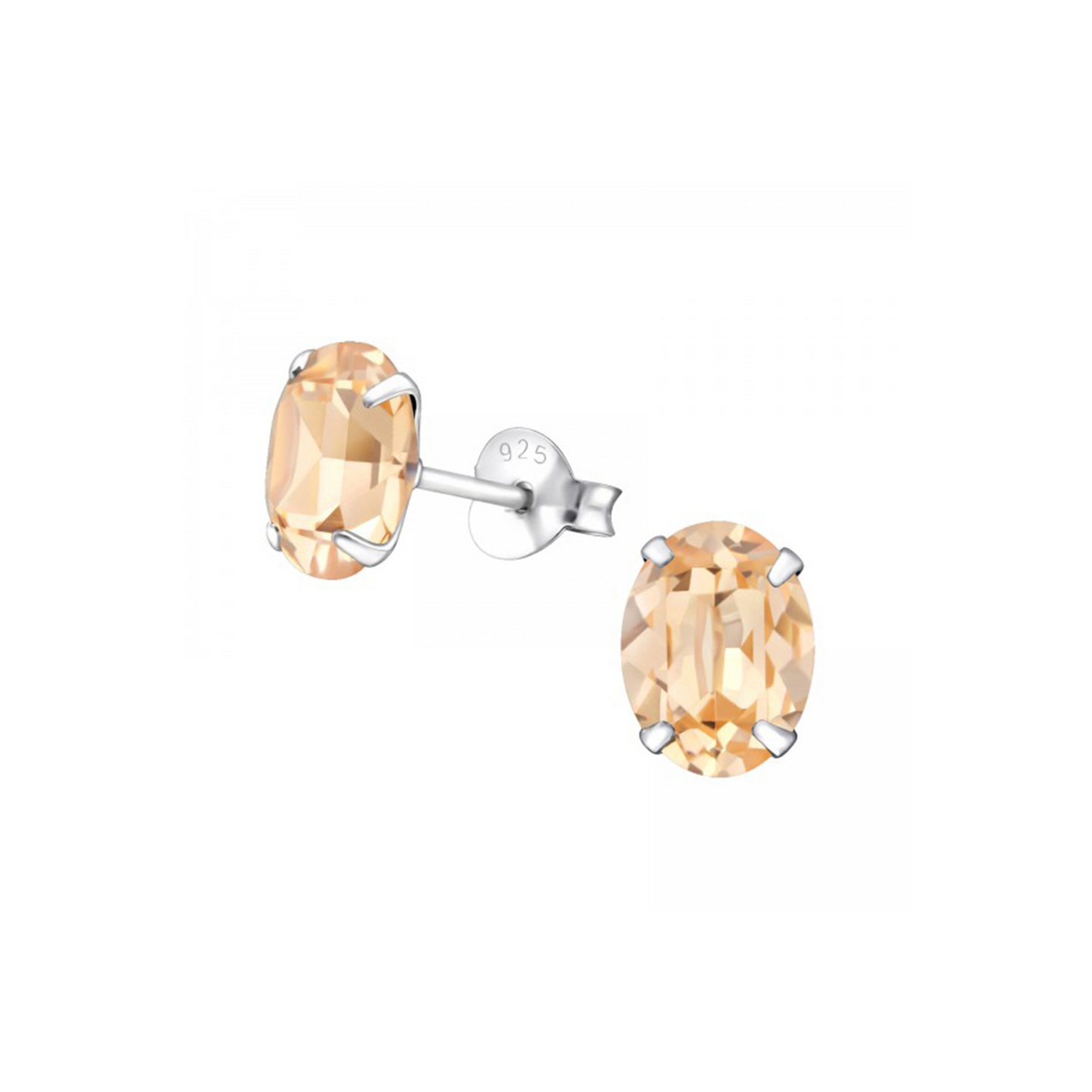 Earrings - Crystal Oval - Peach