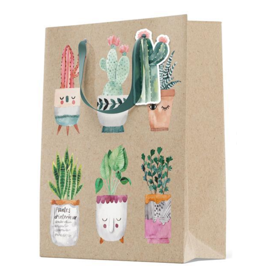 Medium Gift Bag - Happy Plants - 9"