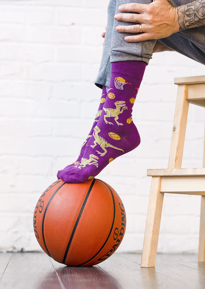 Socks - Large Crew - Dino Basketball