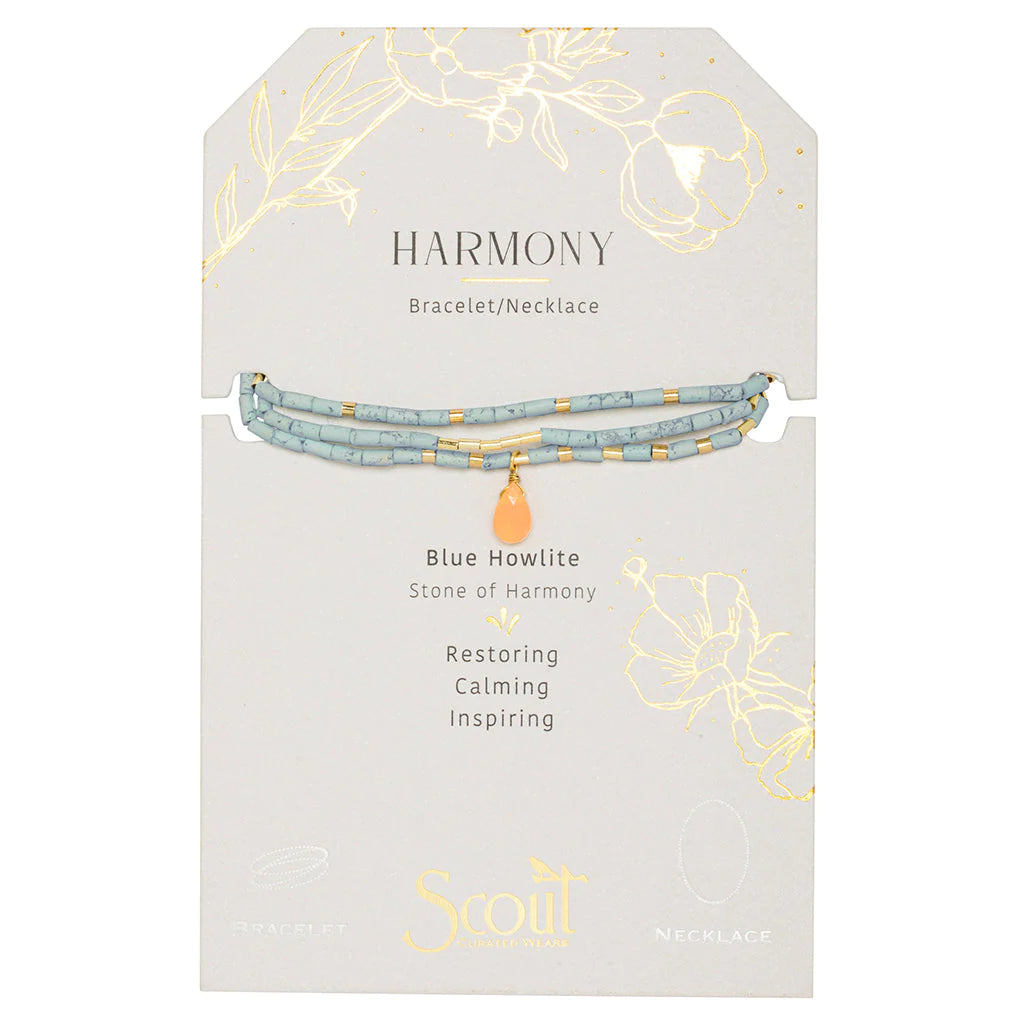 Wrap Bracelet - Blue Howlite/Sunstone - Stone of Harmony