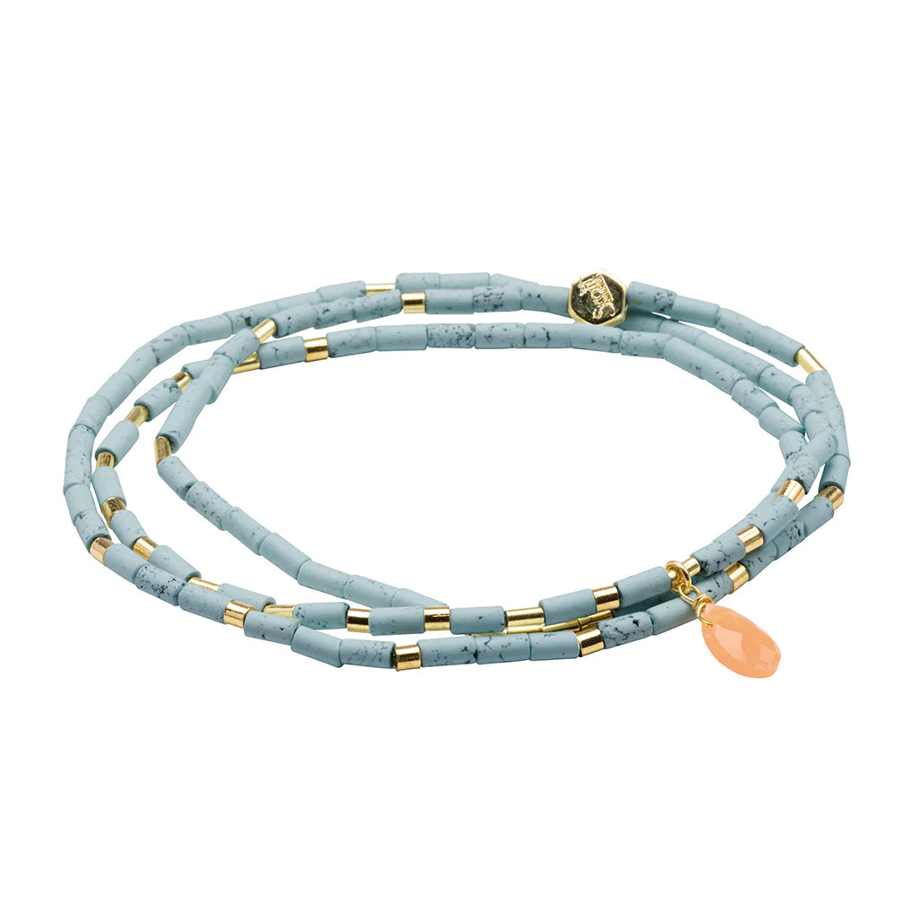 Wrap Bracelet - Blue Howlite/Sunstone - Stone of Harmony