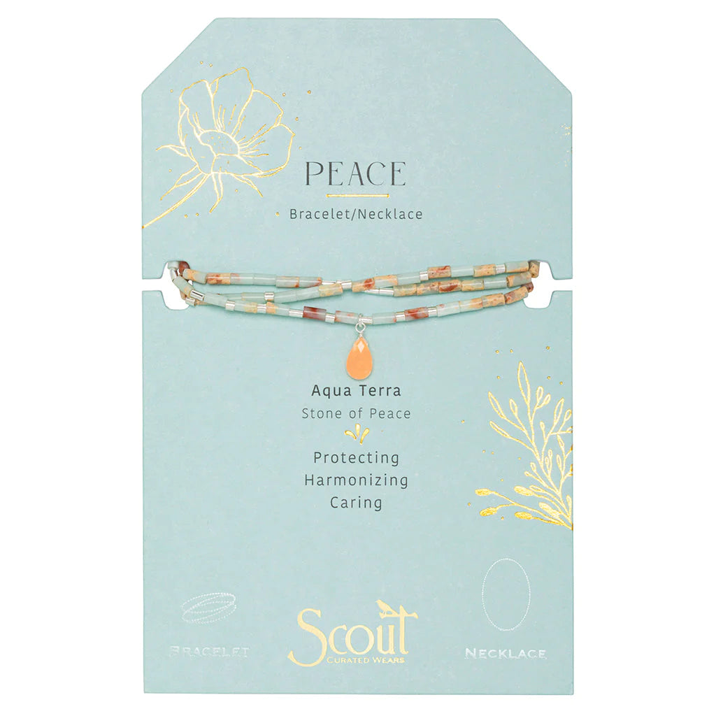Wrap Bracelet - Aqua Terra/Sunstone - Stone of Peace