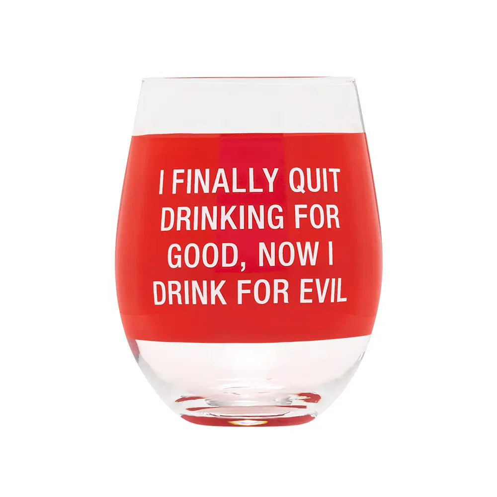 Wine Glass - Drink For Evil - Red