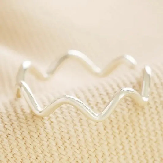 Adjustable Ring - Waves - Silver