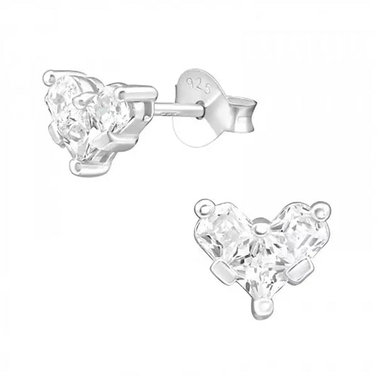 Earrings - Heart Crystal - Silver