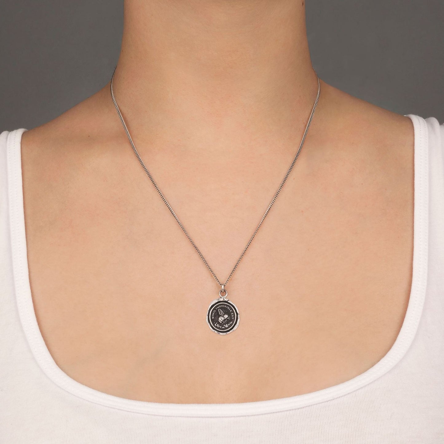 Pyrrha Talisman Necklace - Nothing Is Impossible - Silver