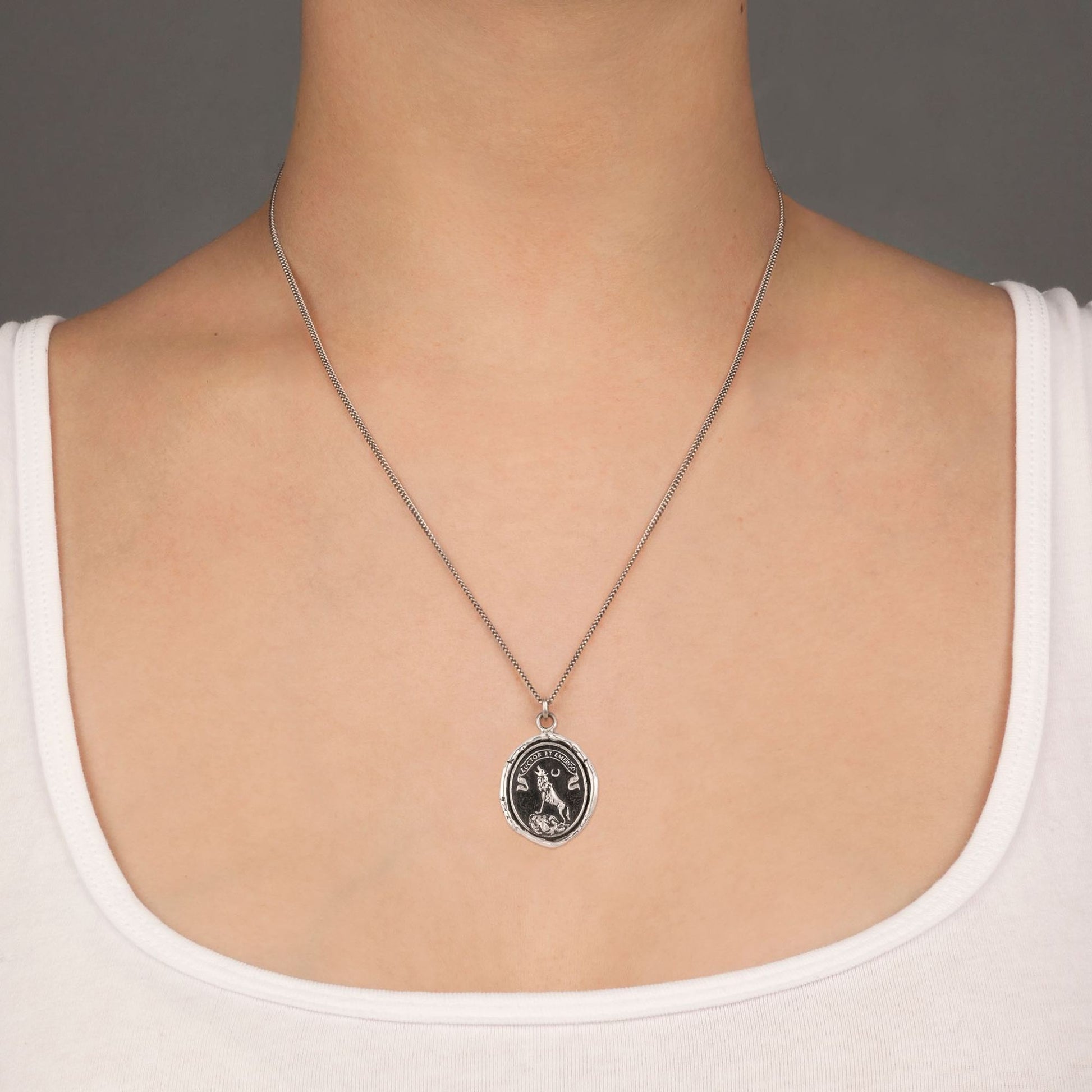 Pyrrha Talisman Necklace - Struggle & Emerge - Silver